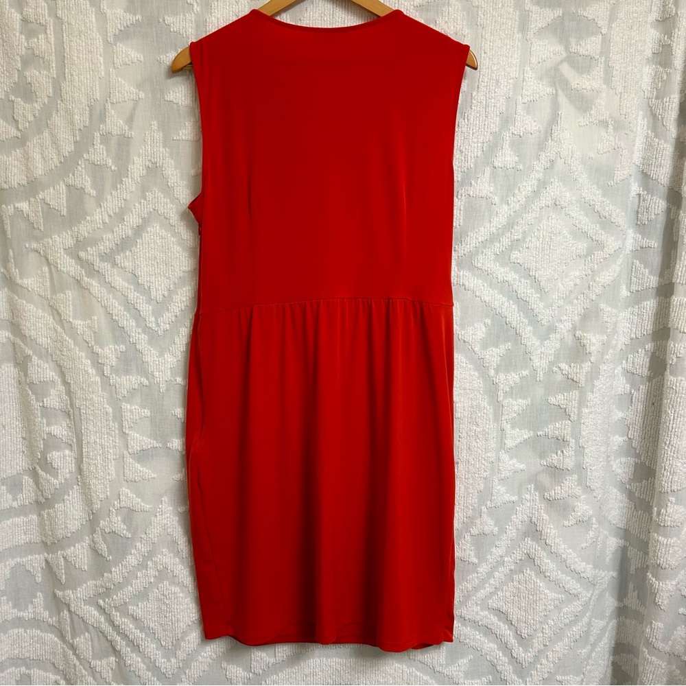 Calvin Klein Red Faux Wrap Surplice Sleeveless Dress - Picture 8 of 10